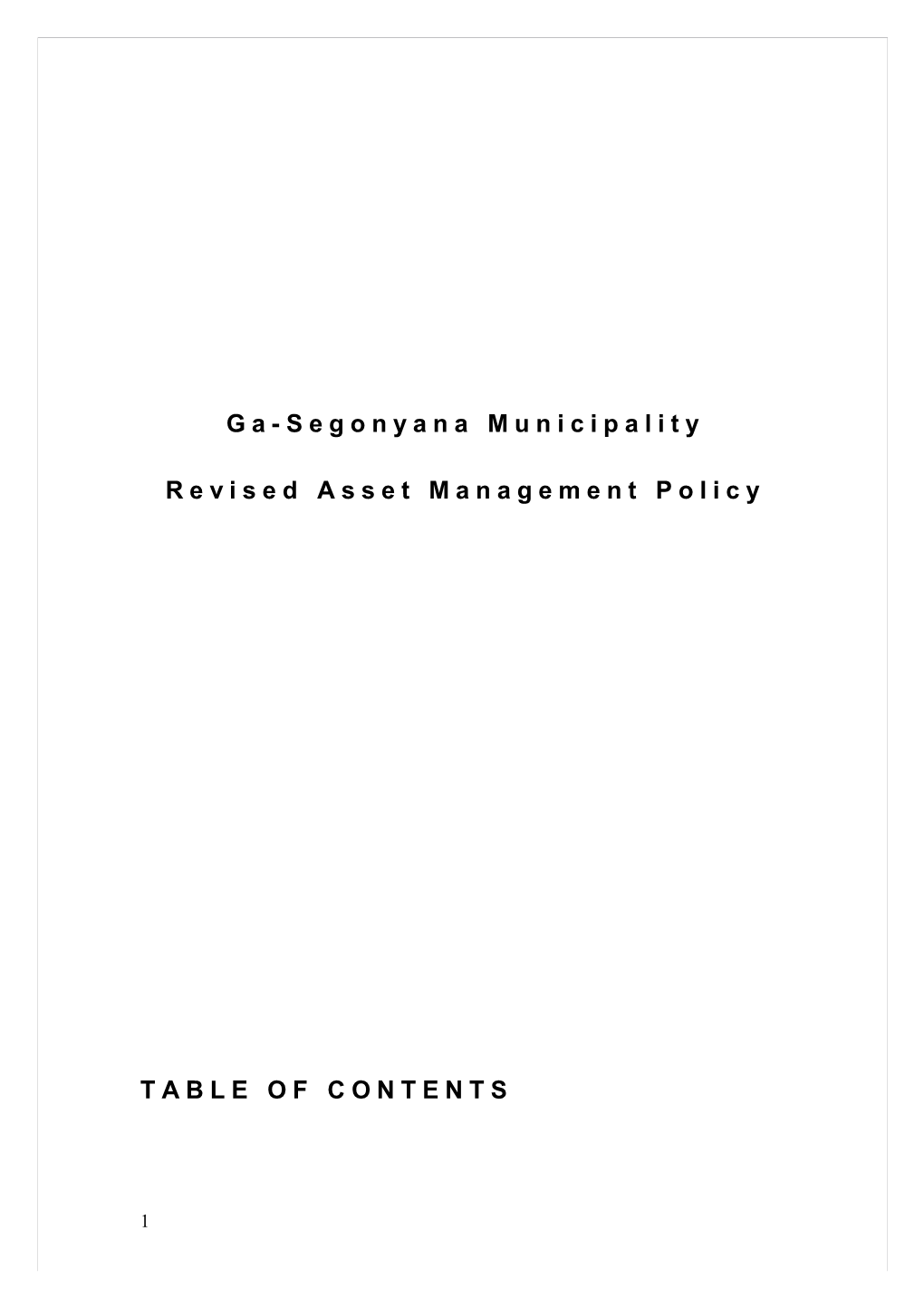 Asset and Risk Management Policy