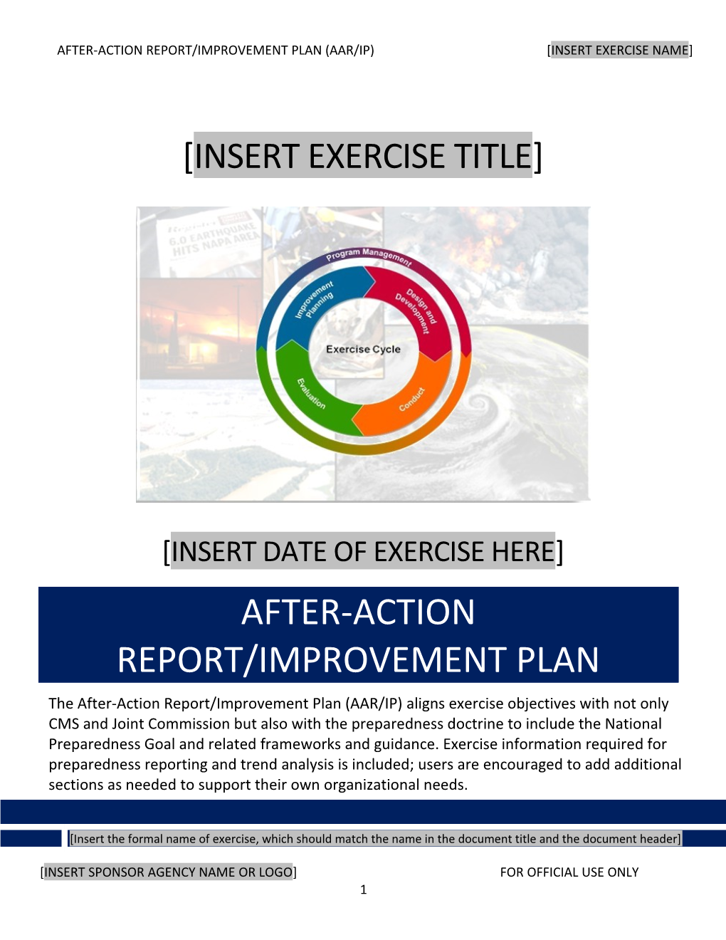 After-Action Report/Improvement Plan (AAR/IP) INSERT EXERCISE NAME
