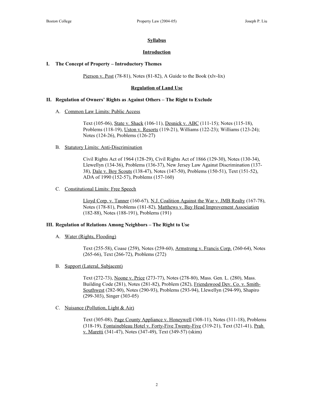 Boston Collegeproperty Law (2004-05)Joseph P. Liu