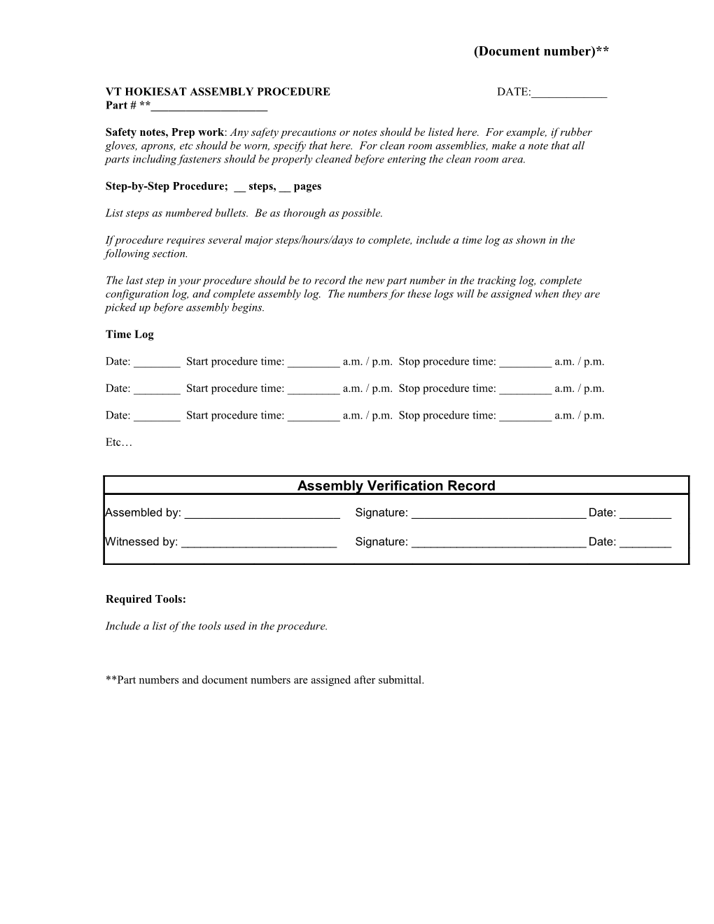 Vt Hokiesat Assembly Procedure Date:______