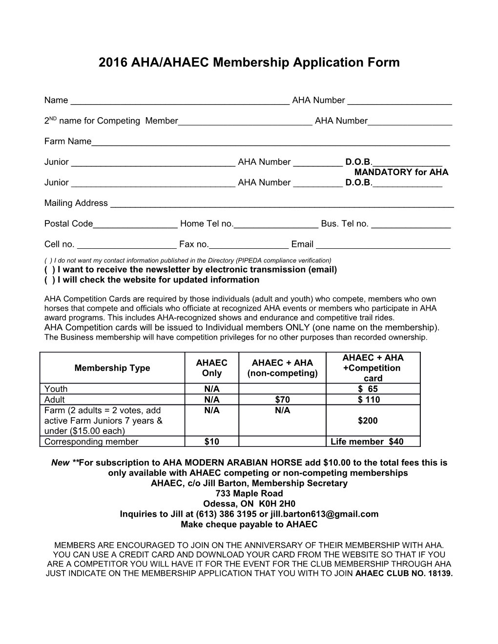 2006 AHA/AHAEC Membership Application Form
