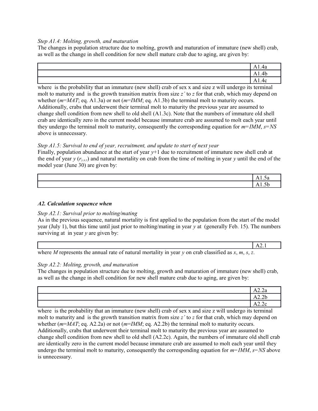 Appendix 3: TCSAM (Tanner Crab Stock Assessment Model) 2014 Description