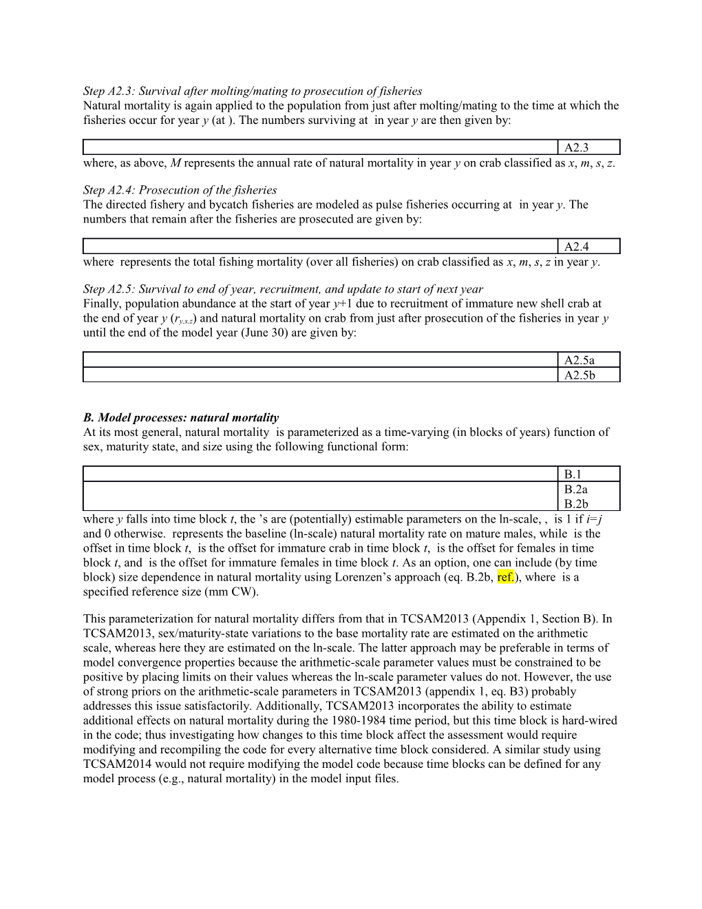 Appendix 3: TCSAM (Tanner Crab Stock Assessment Model) 2014 Description