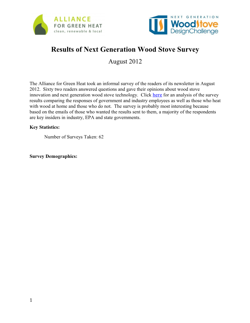 Results of Next Generation Wood Stove Survey