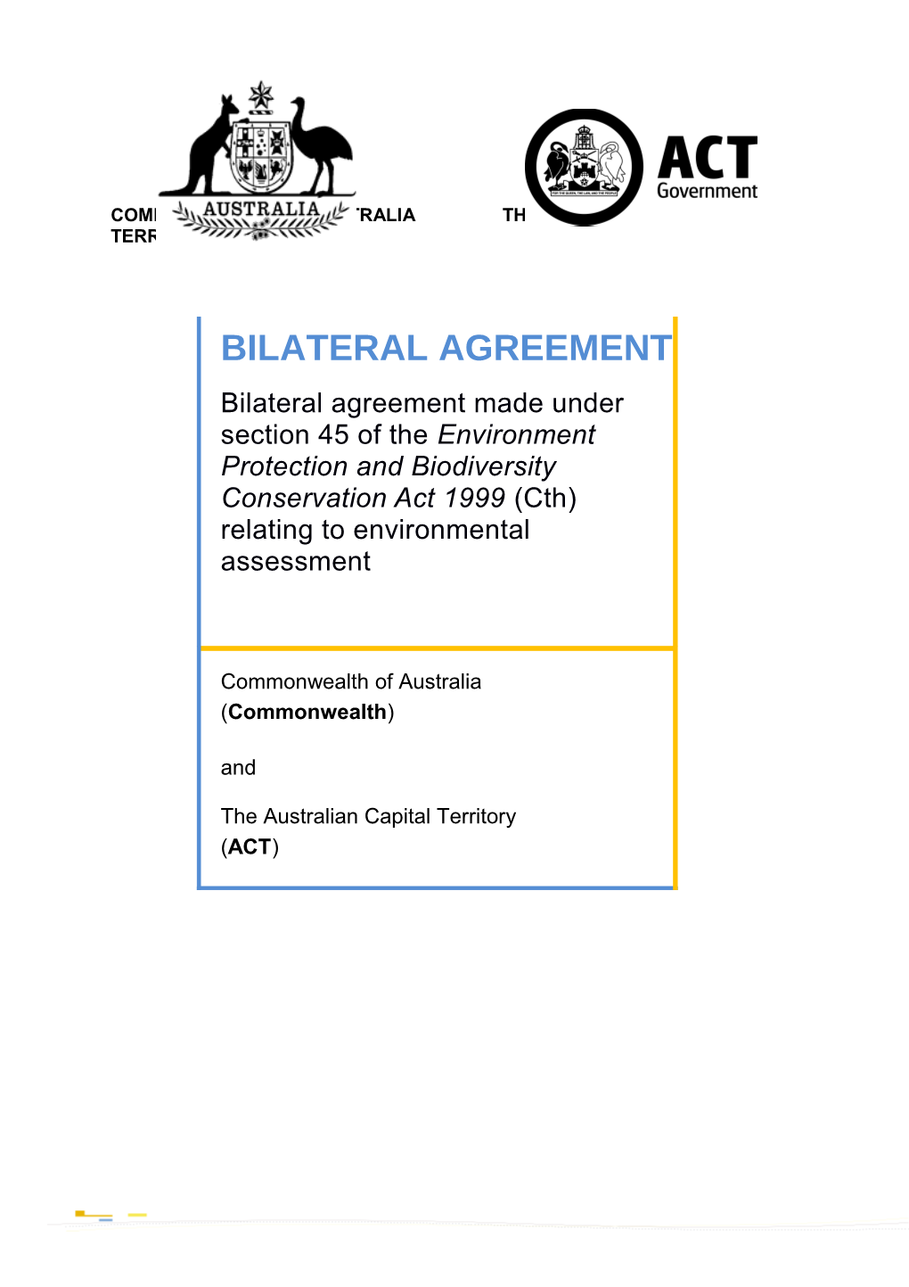 Bilateral Agreement - Australian Capital Territory