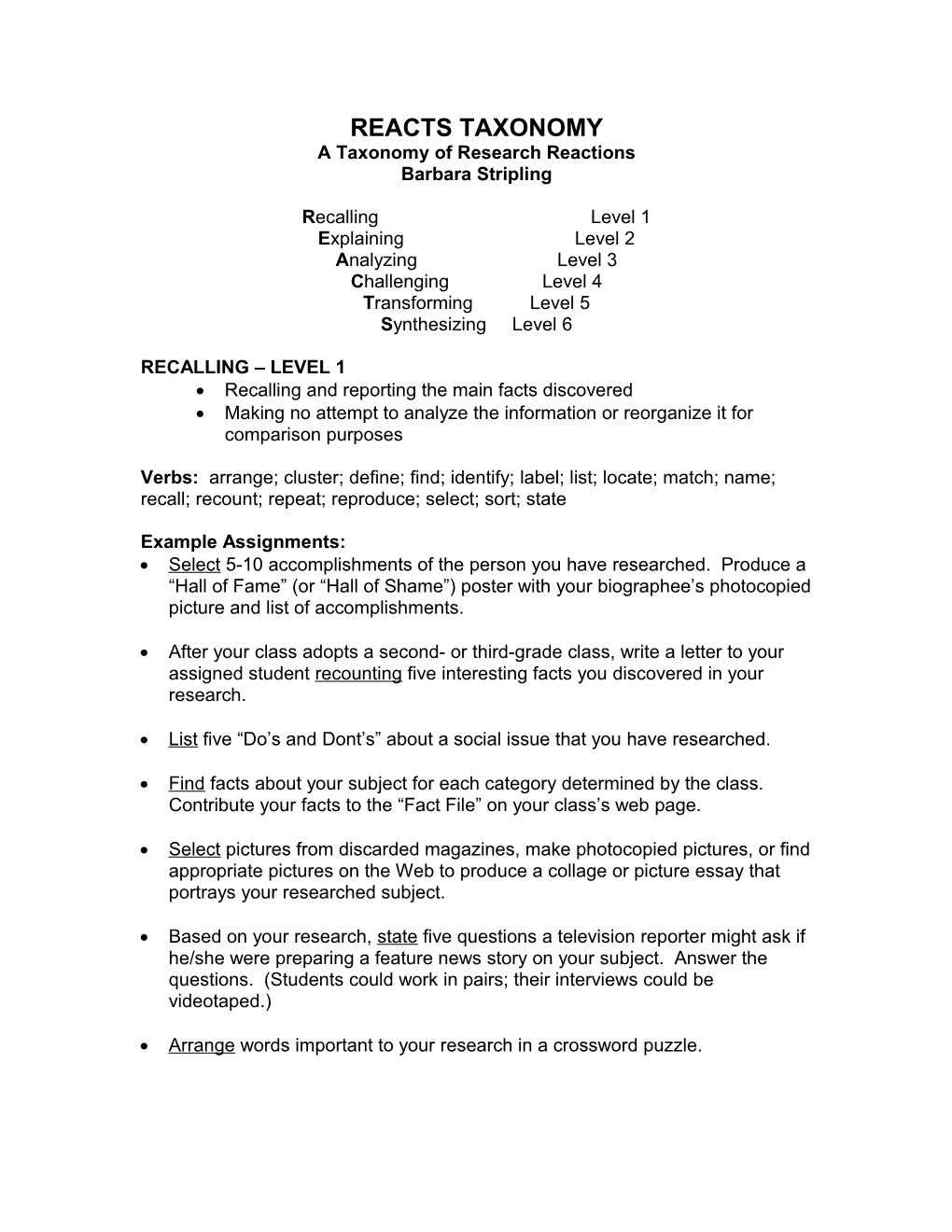 A Taxonomy of Research Reactions