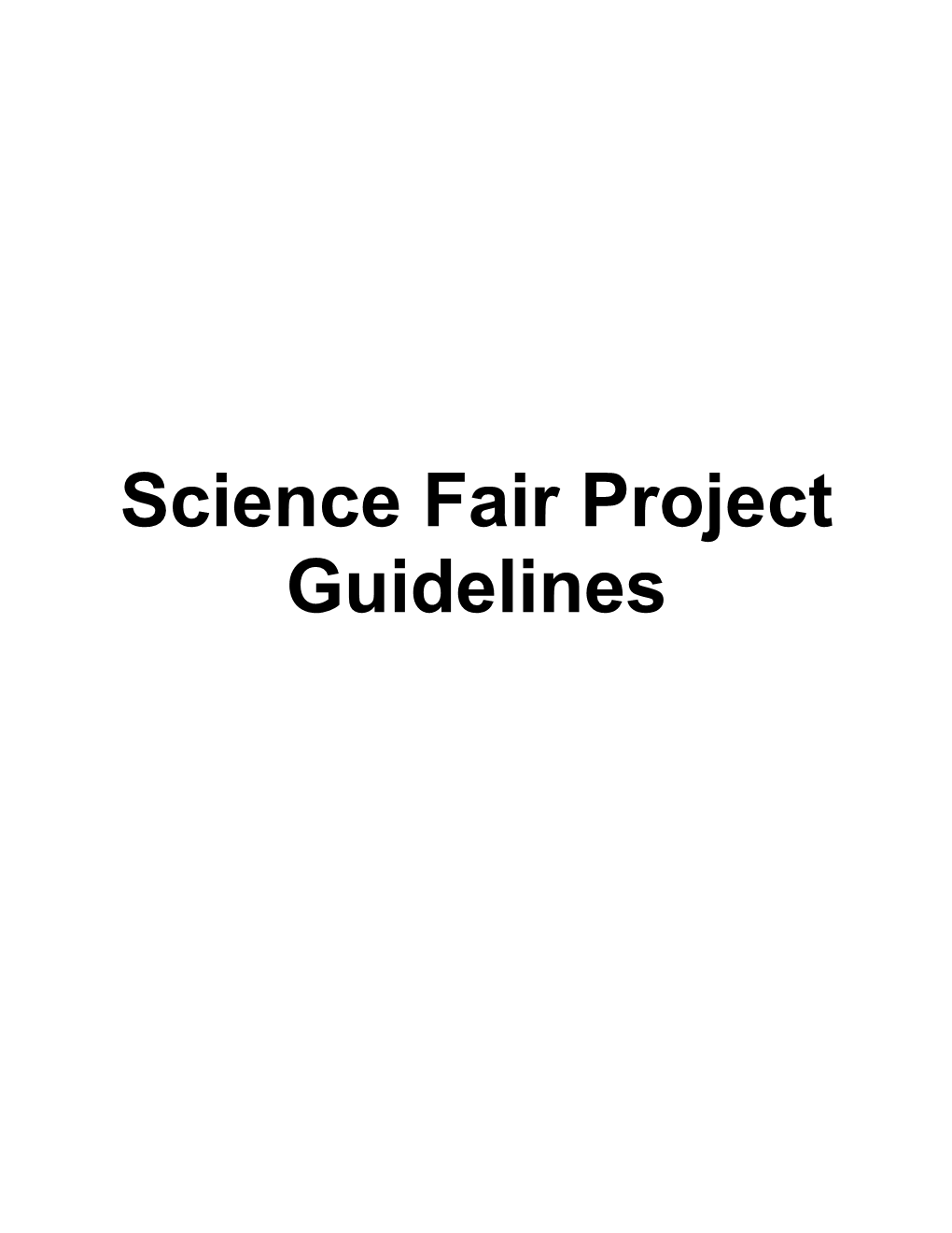 Science Fair Project Guidelines