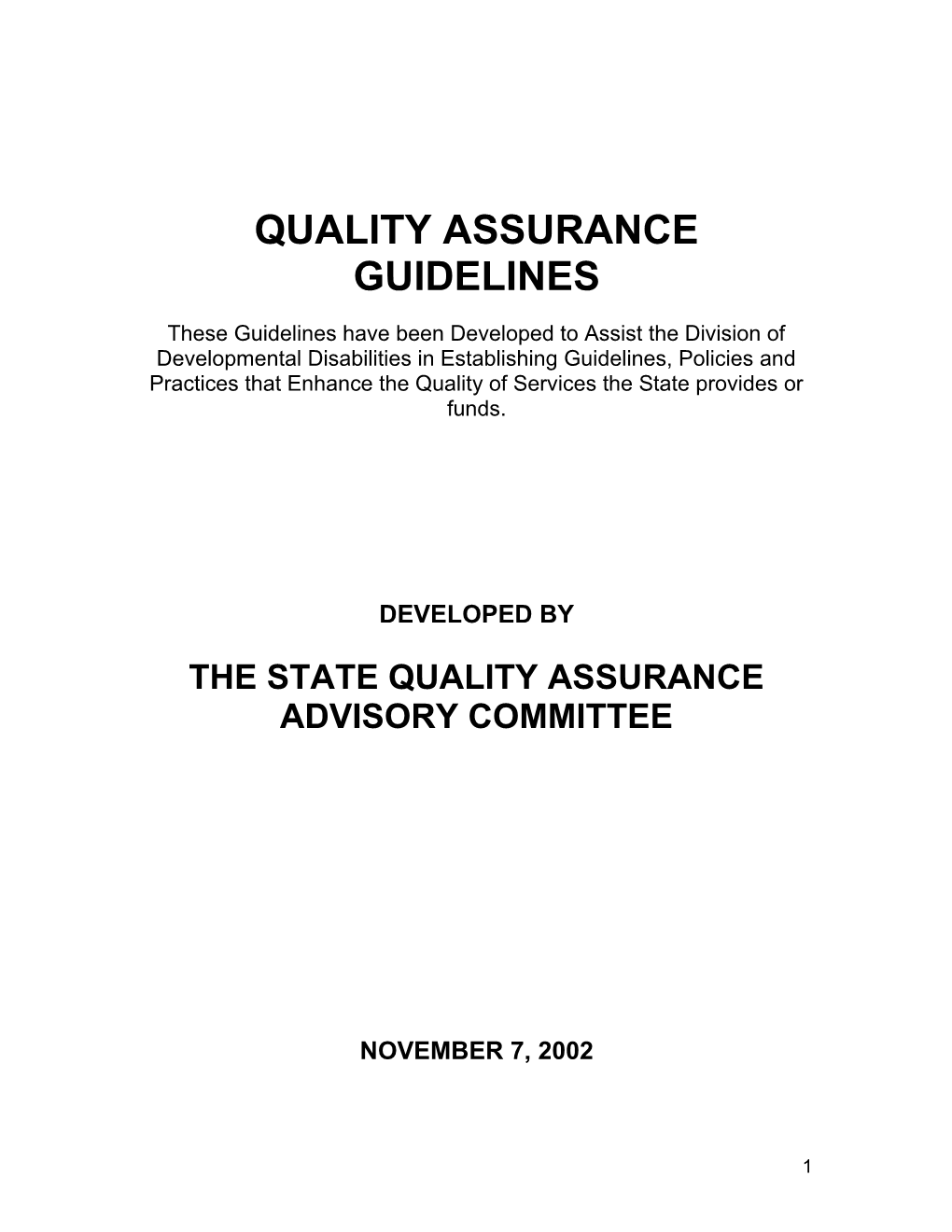 Quality Assurance Guidelines