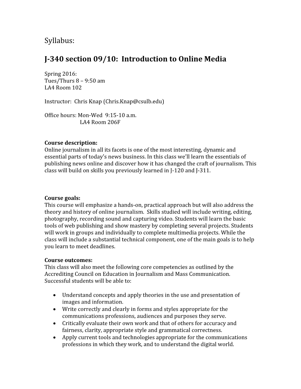 J-340 Section 09/10: Introduction to Online Media