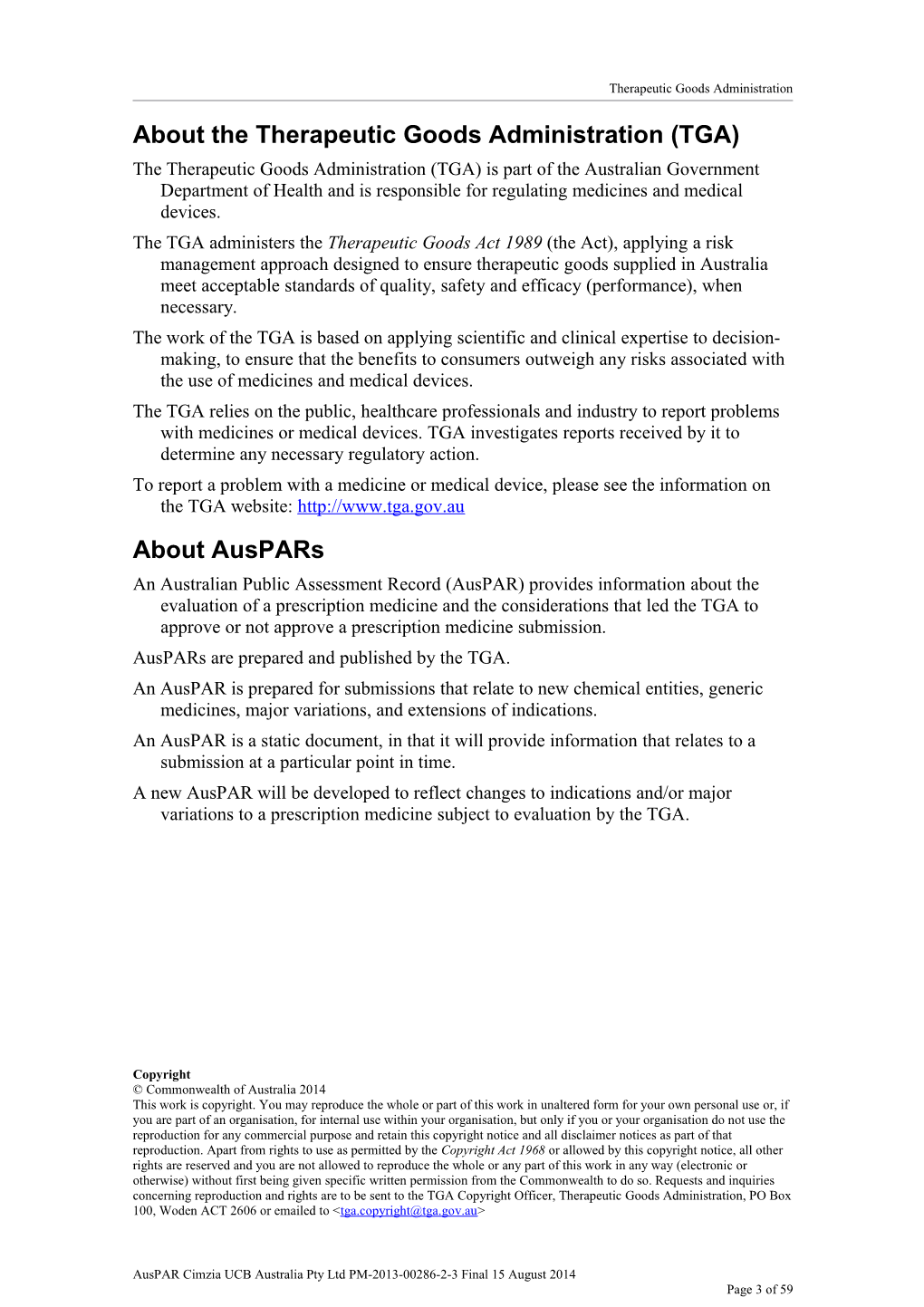 Australian Public Assessment Report for Certolizumab