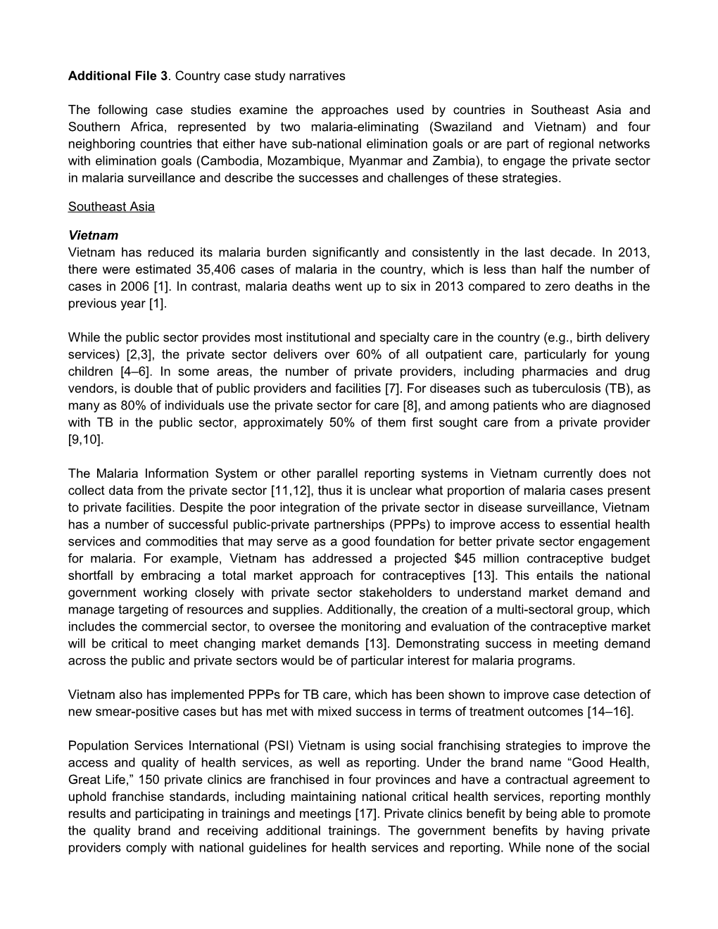 Additional File 3 . Country Case Study Narratives