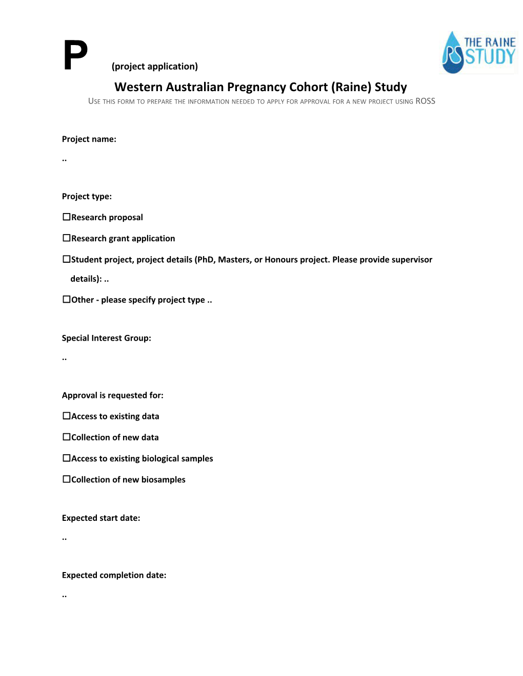 Raine Study P-Form Template