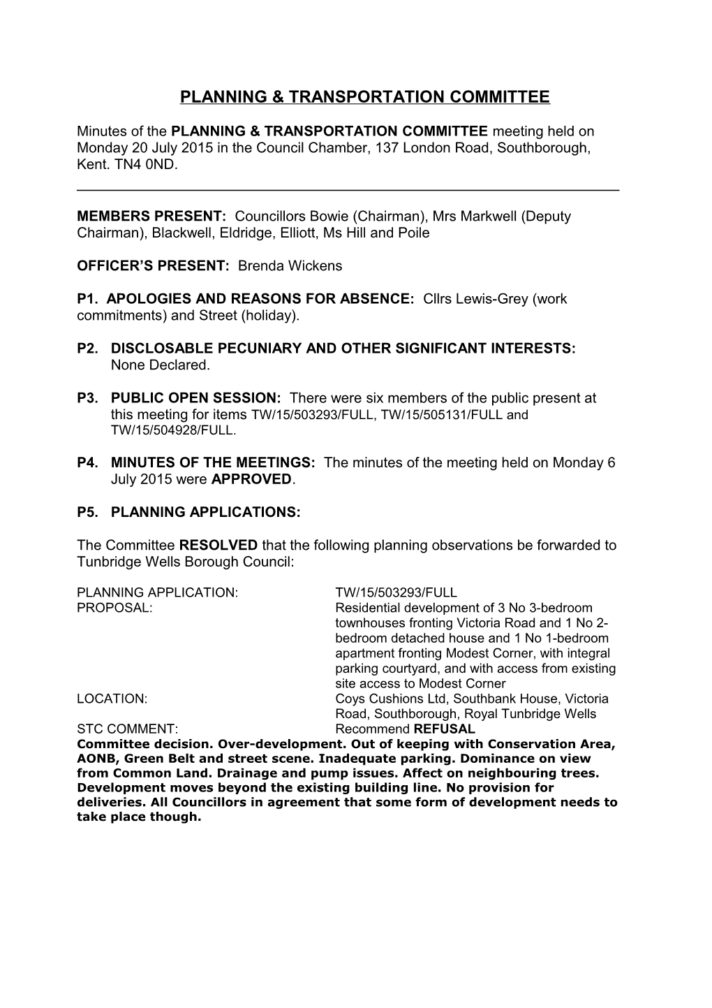 PLANNING & TRANSPORTATION COMMITTEE 8Th SEPTEMBER 1997