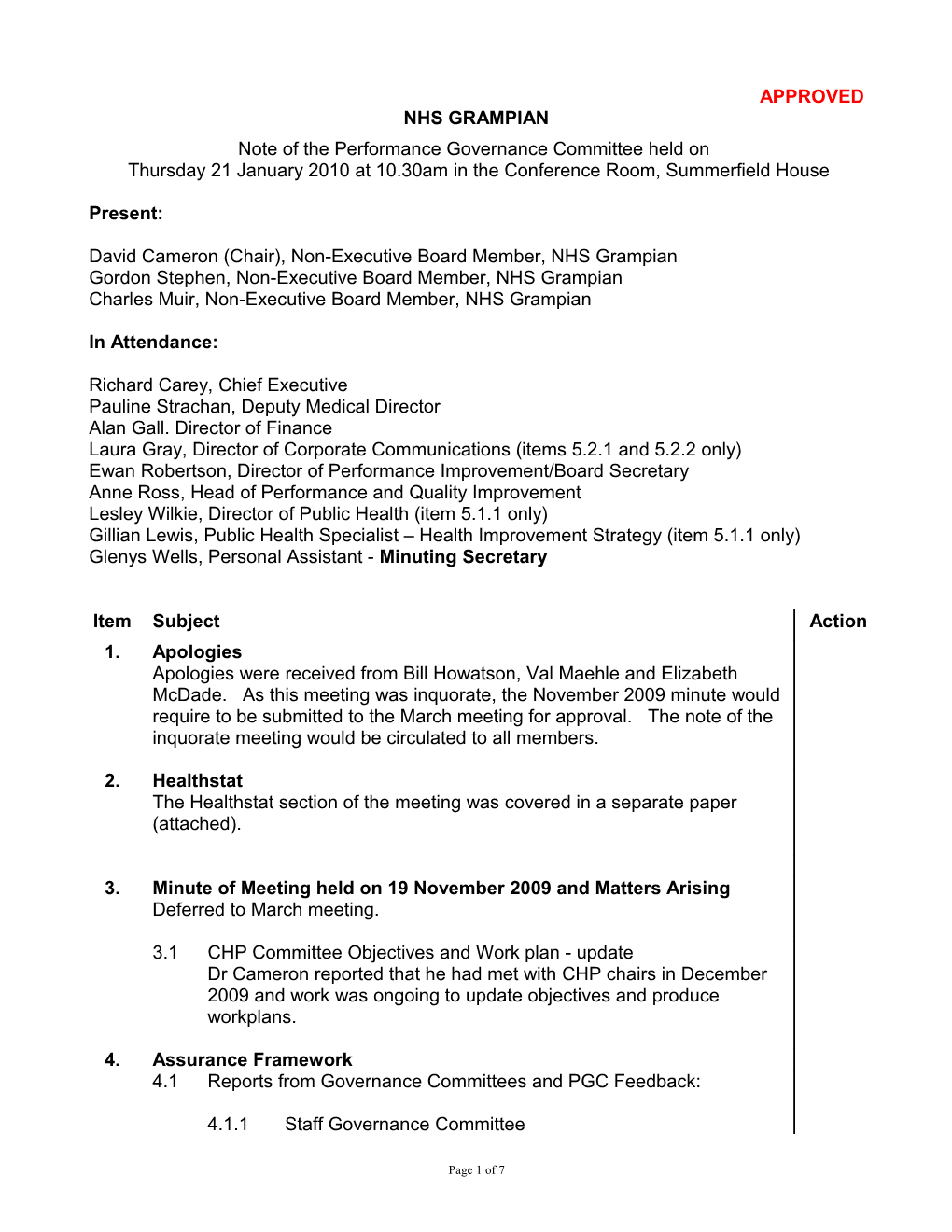 Item 10.8 for 6 Apr 10 Performance Governance Committee 21 January 2010