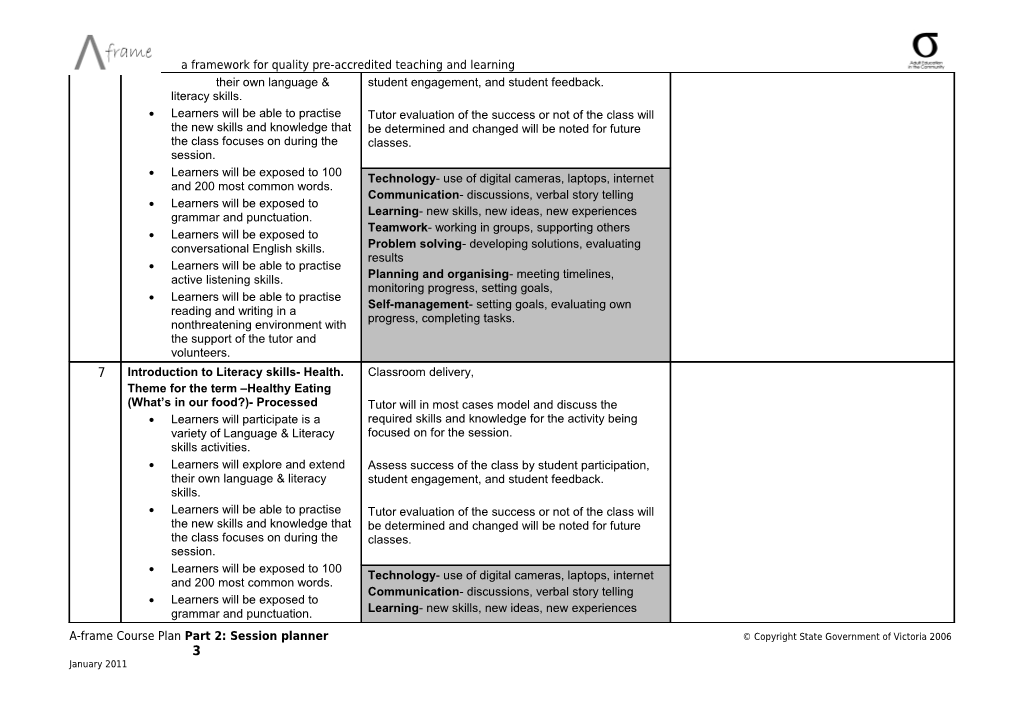 A Framework for Quality Pre-Accredited Teaching and Learning
