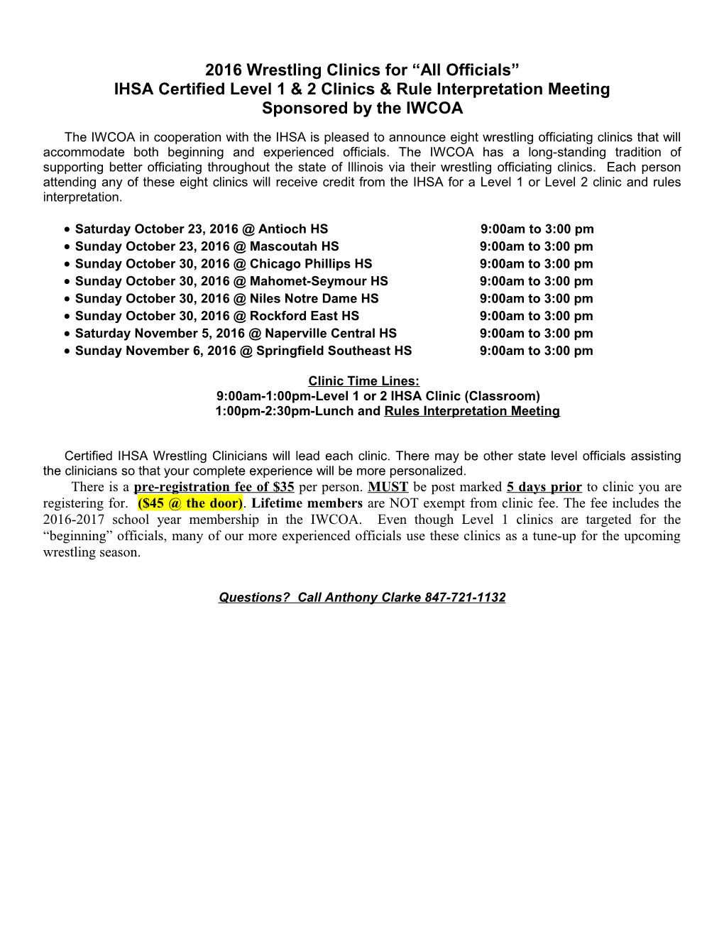 2014 Wrestling Clinics for All Officials