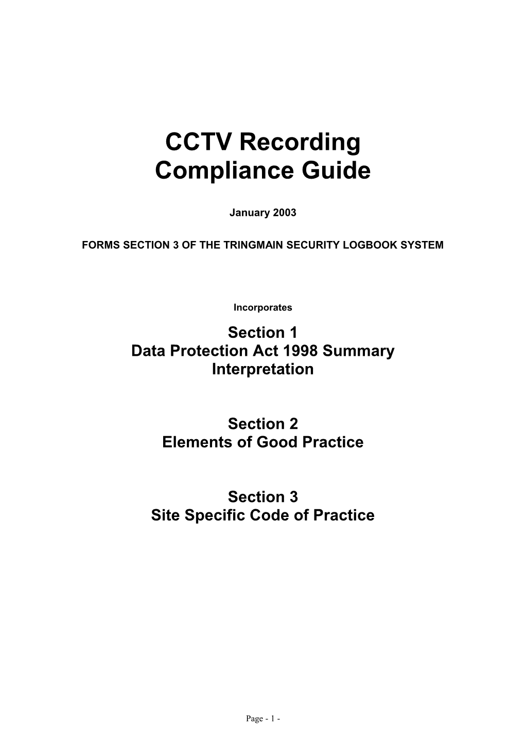 Forms Section 3 of the Tringmain Security Logbook System