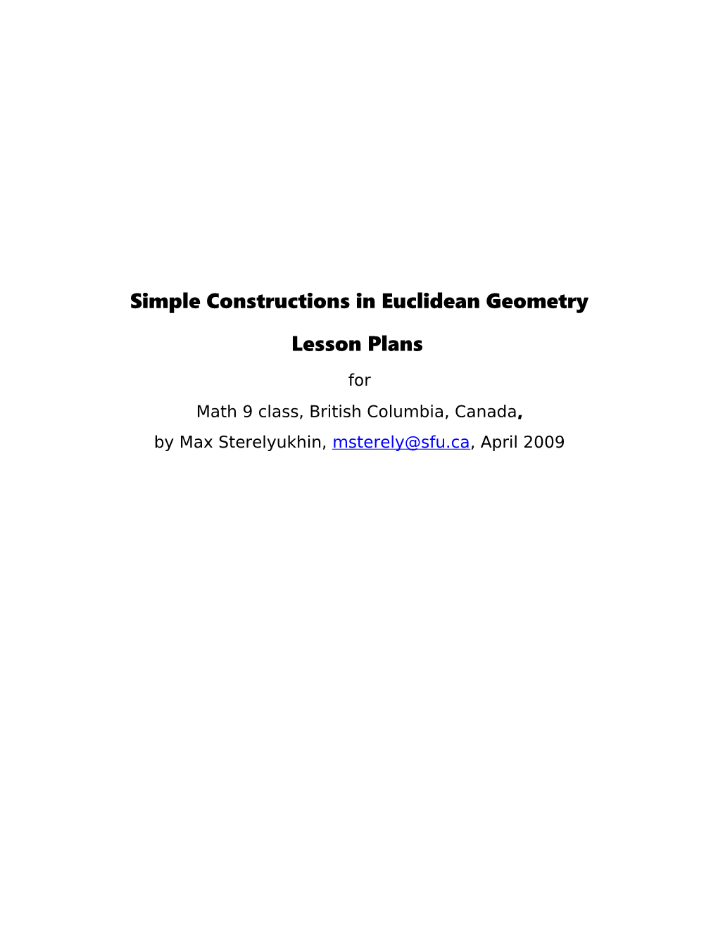 Simple Constructions in Euclidean Geometry Lesson Plans
