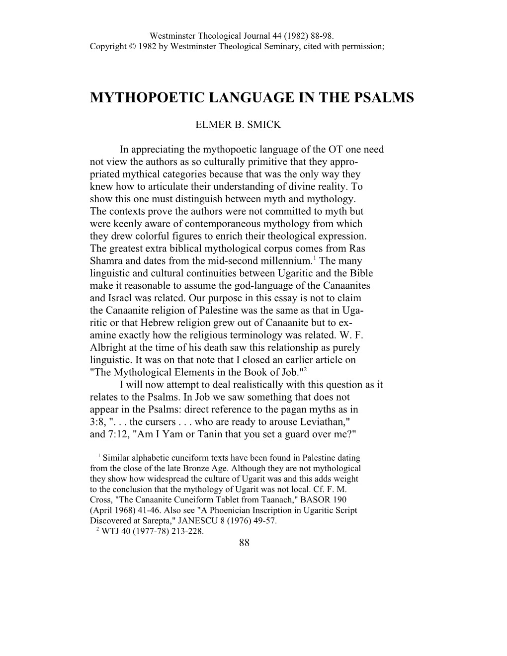 Mythopoetic Language in the Psalms