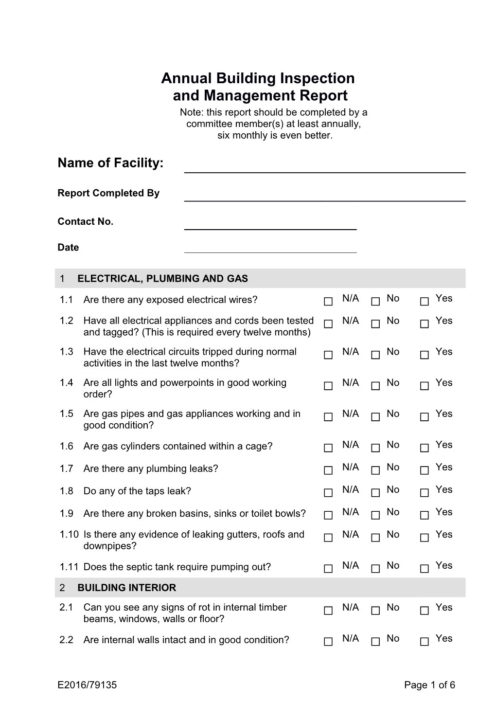 Annual Building Inspection and Management Report