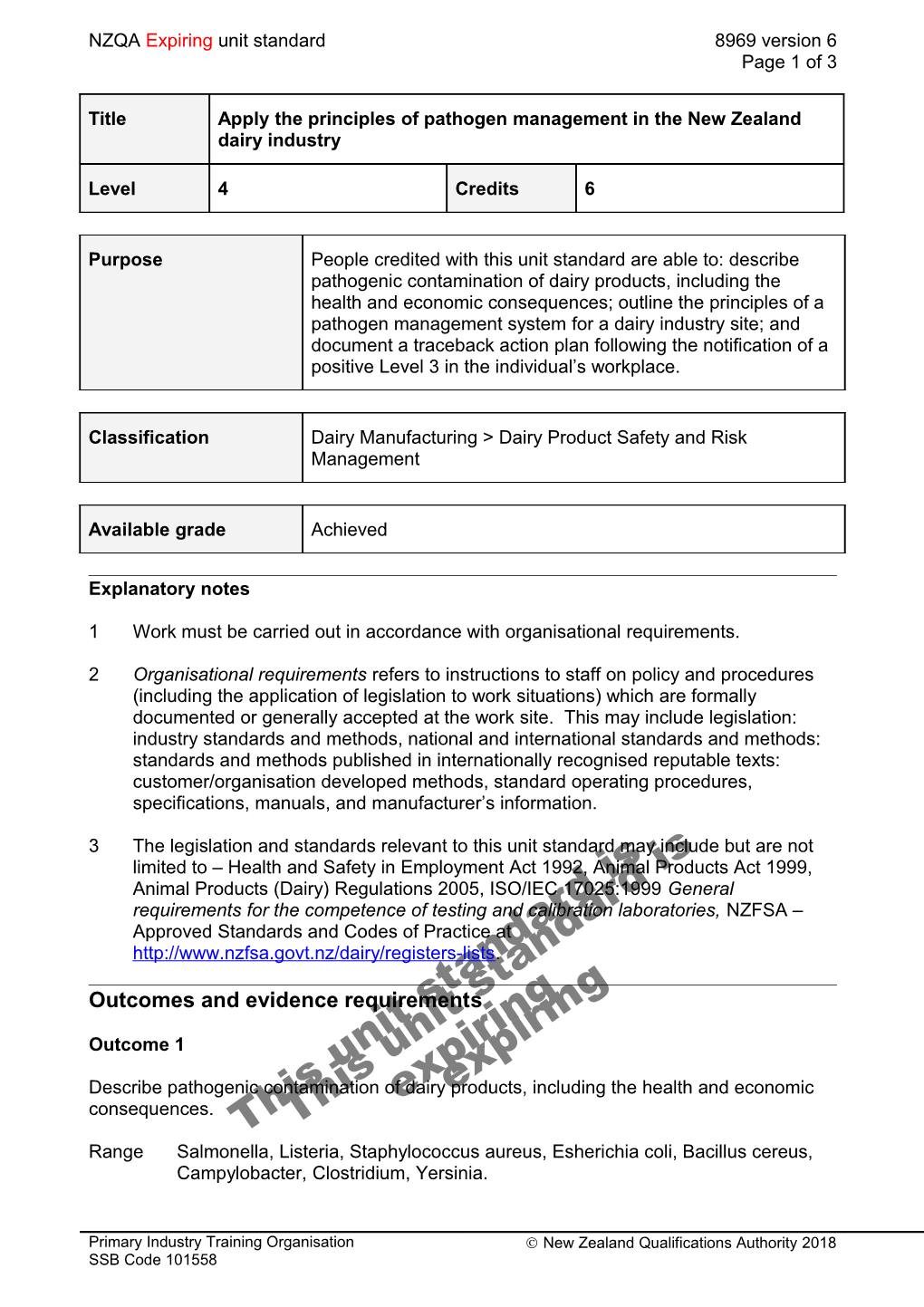 8969 Apply the Principles of Pathogen Management in the New Zealand Dairy Industry