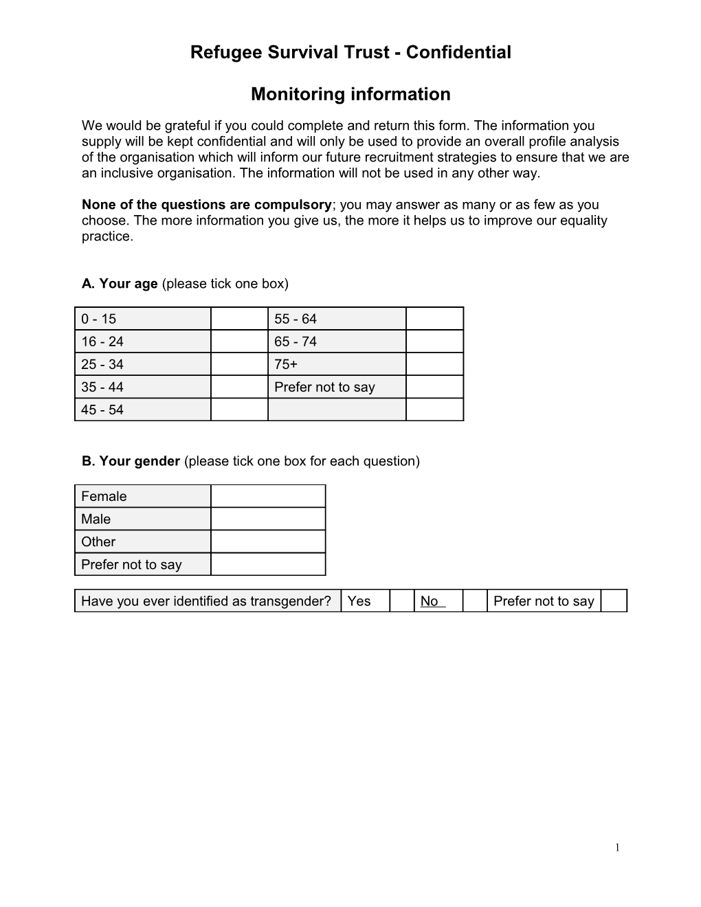 Refugee Survival Trust - Confidential