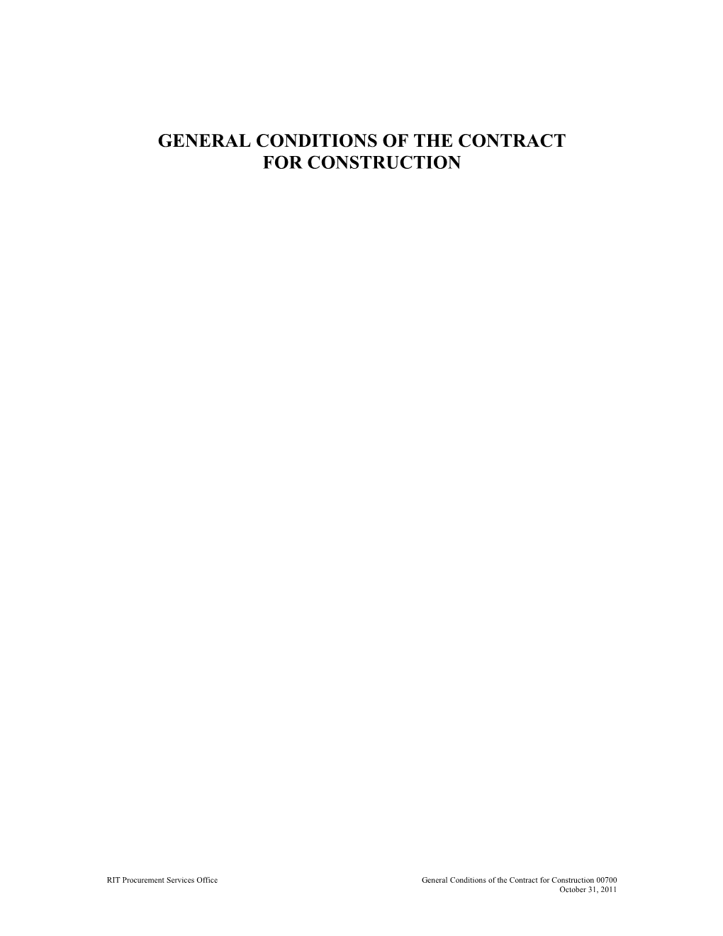 General Conditions of the Contract