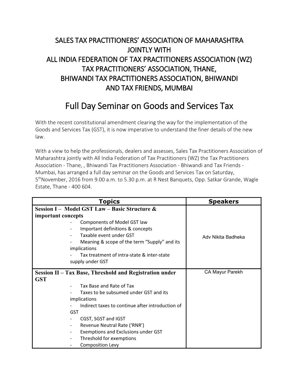 Sales Tax Practitioners Association of Maharashtra