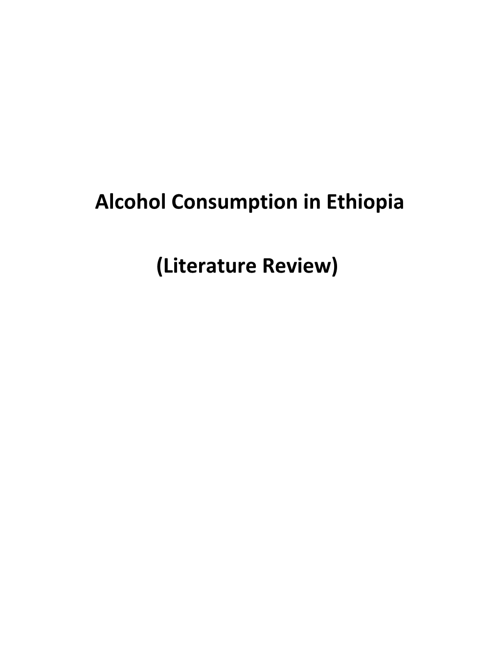 Alcohol Consumption in Ethiopia