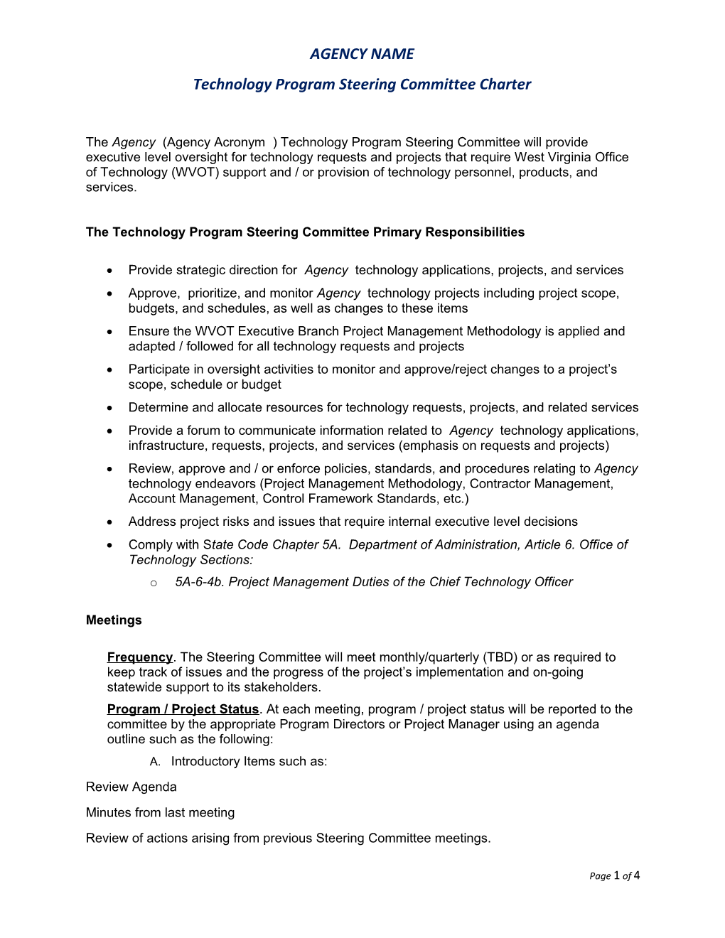 Technology Program Steering Committee Charter