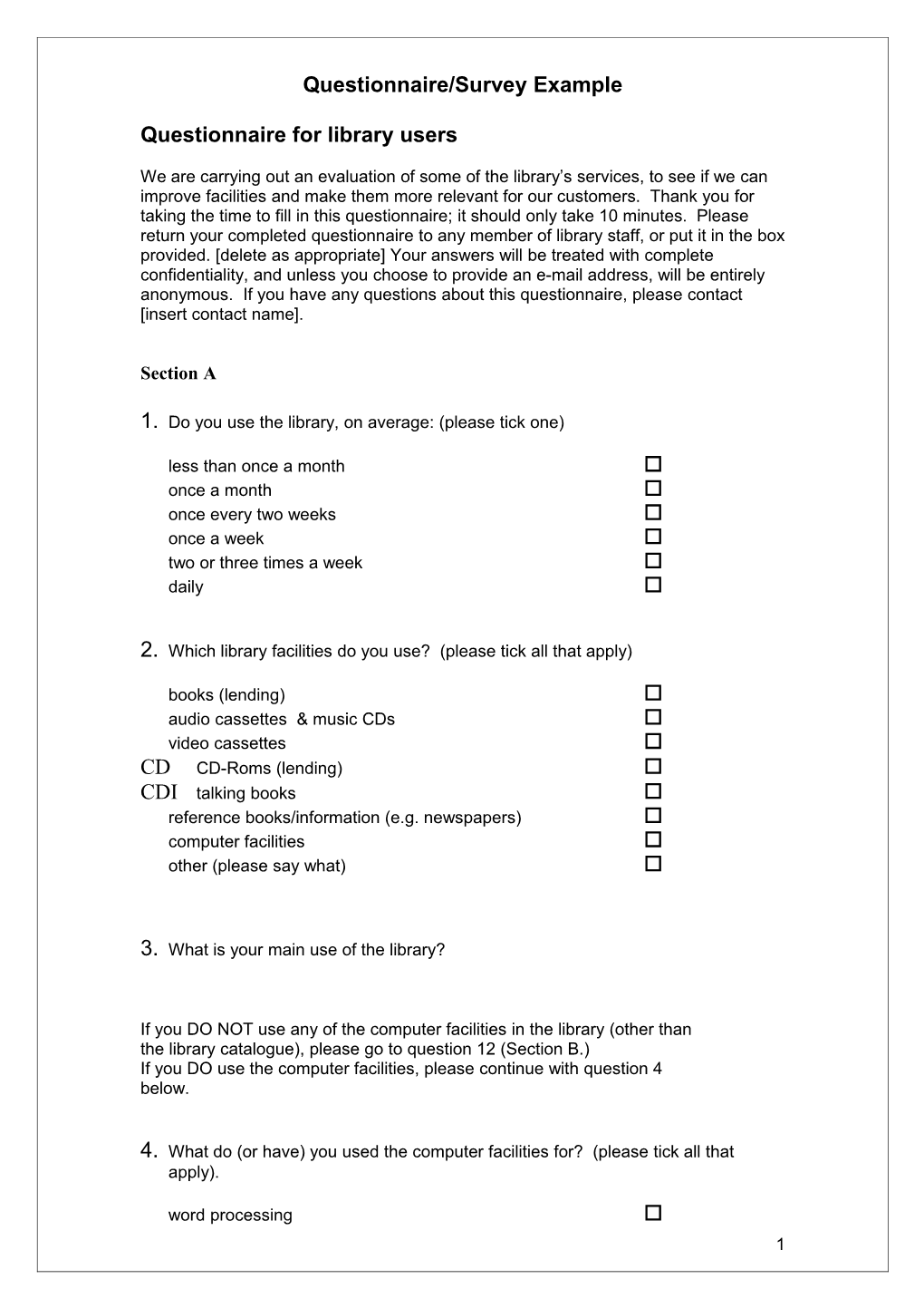 3 3 3 Example of a Questionnaire