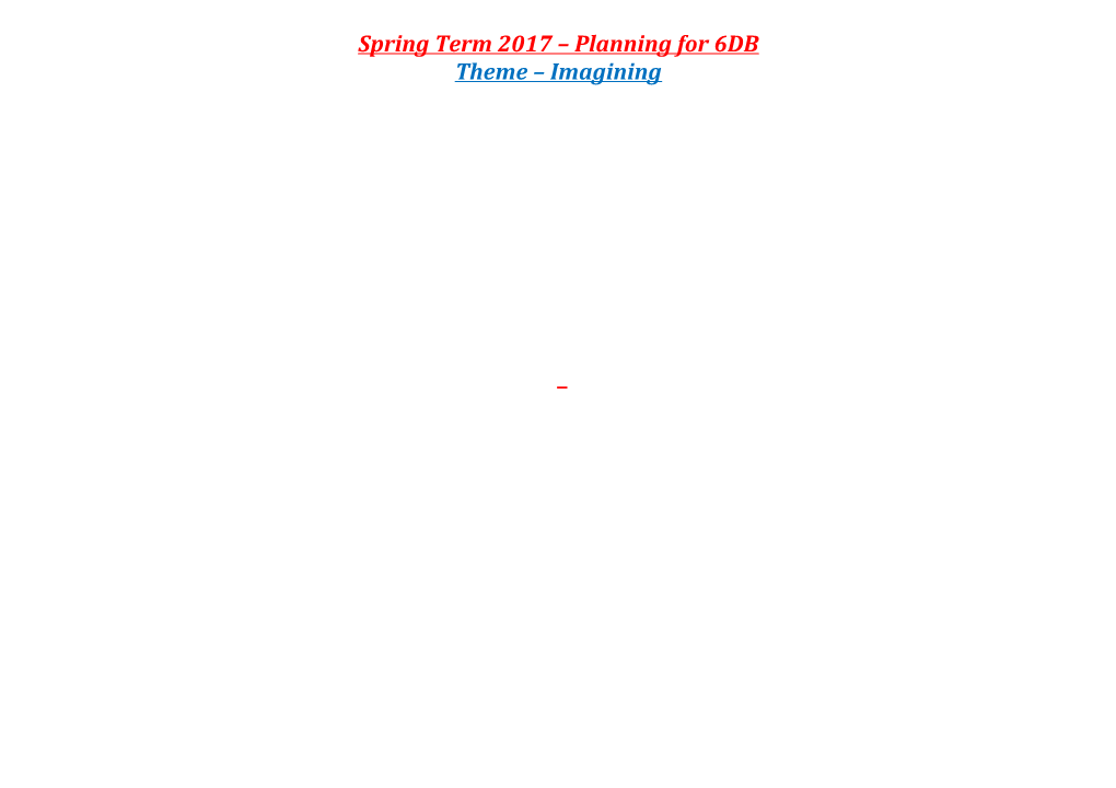 Spring Term 2017 Planning for 6DB