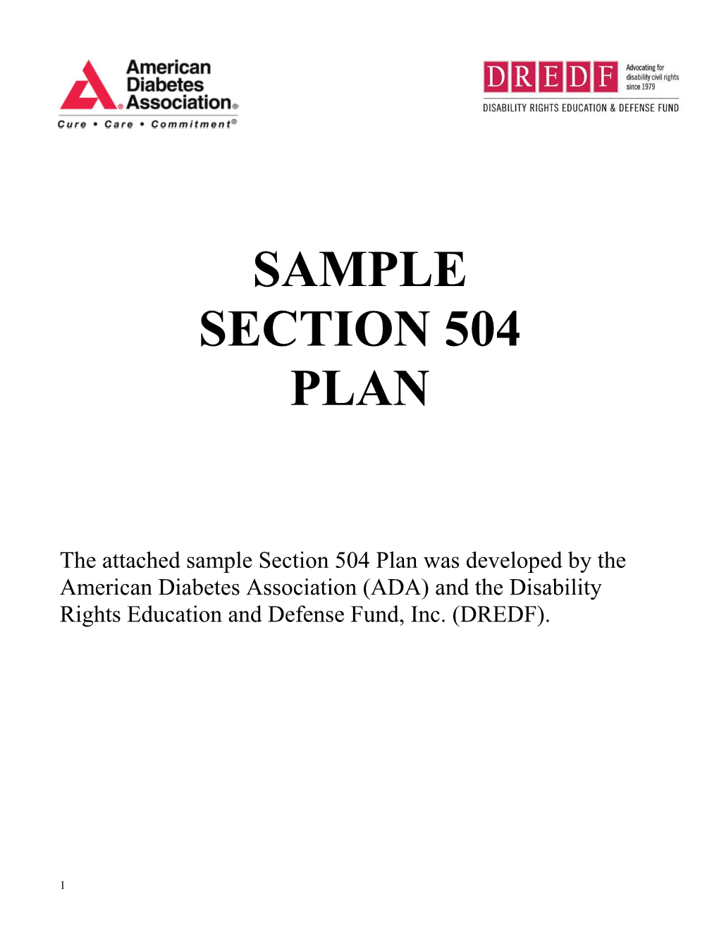 Model 504 Plan for a Student with Diabetes