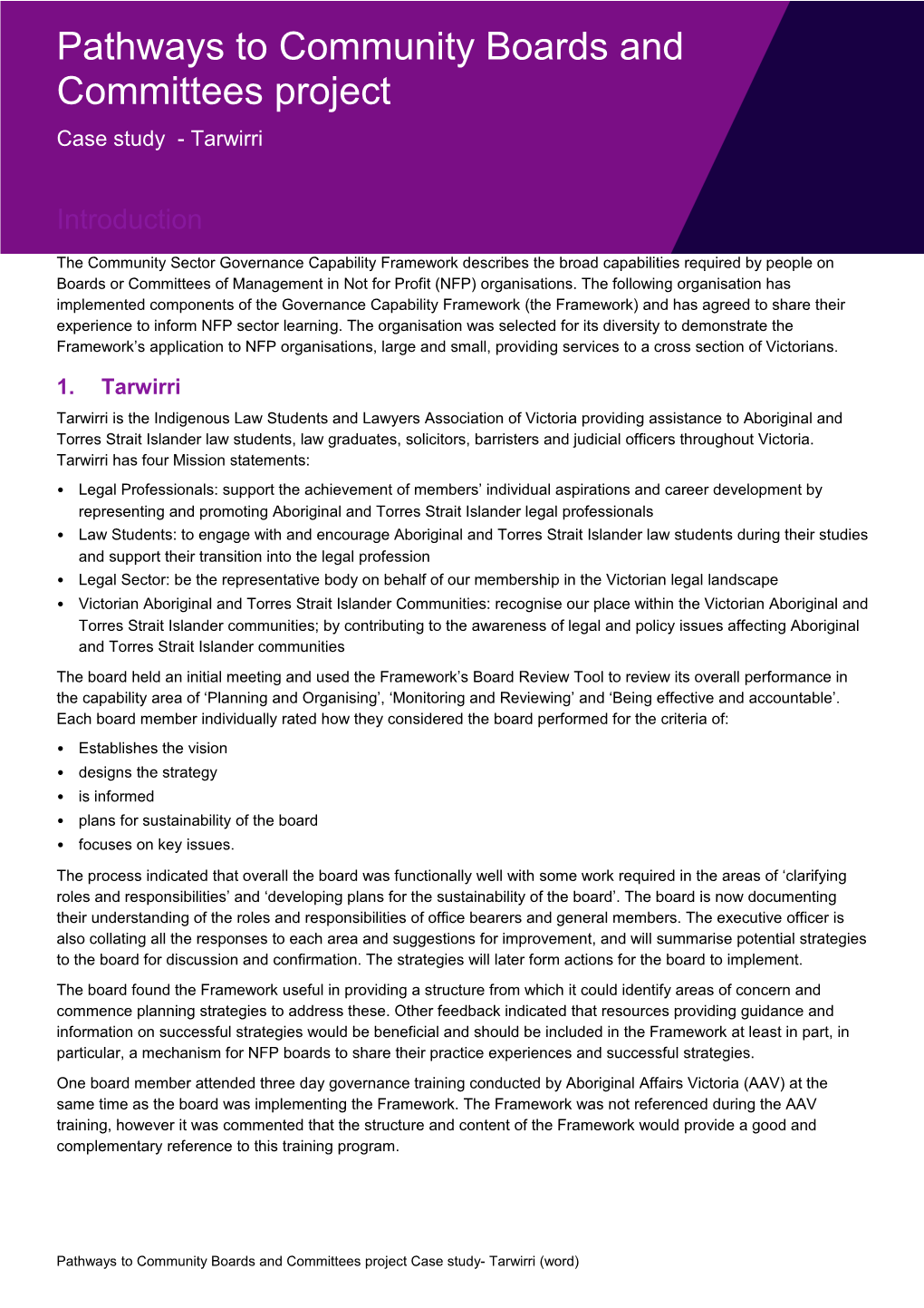 Pathways to Community Boards and Committees Project Case Study- Tarwirri (Word)