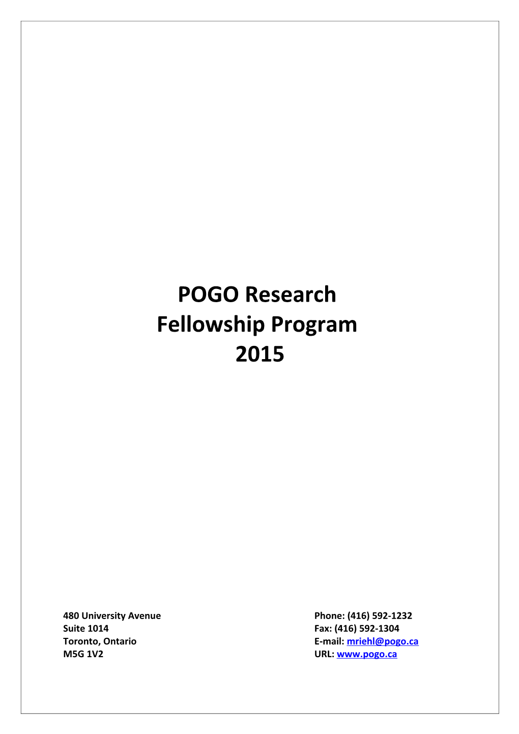 Fellowship Program 2015