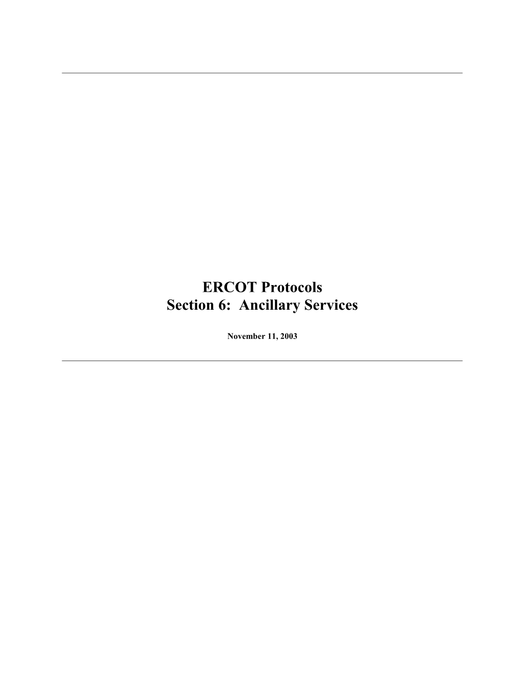 Table of Contents: Section 6: Ancillary Services