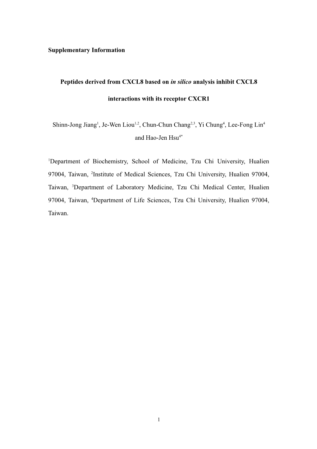 Peptides Derived from CXCL8 Based on in Silico Analysis Inhibit CXCL8 Interactions With