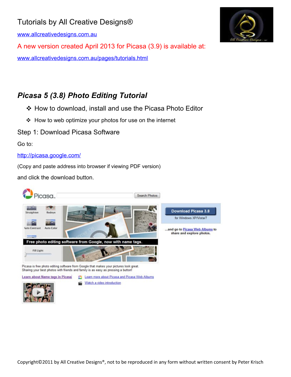 Picasa 5 (3.8) Photo Editing Tutorial
