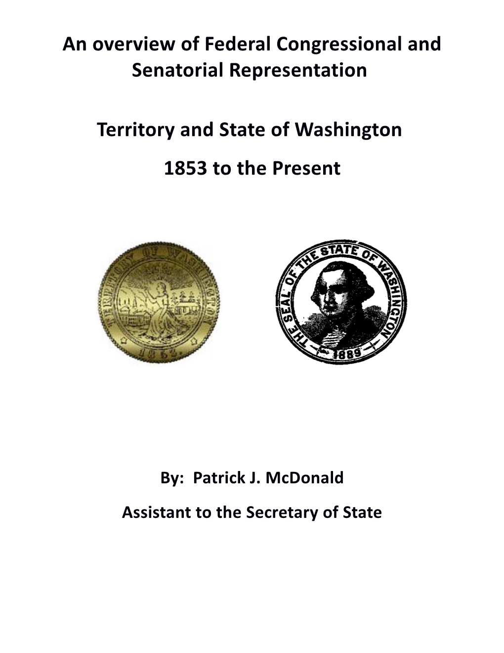 Overview of Washington State S Congressional Representation (1853 Present)Page 1 of 14