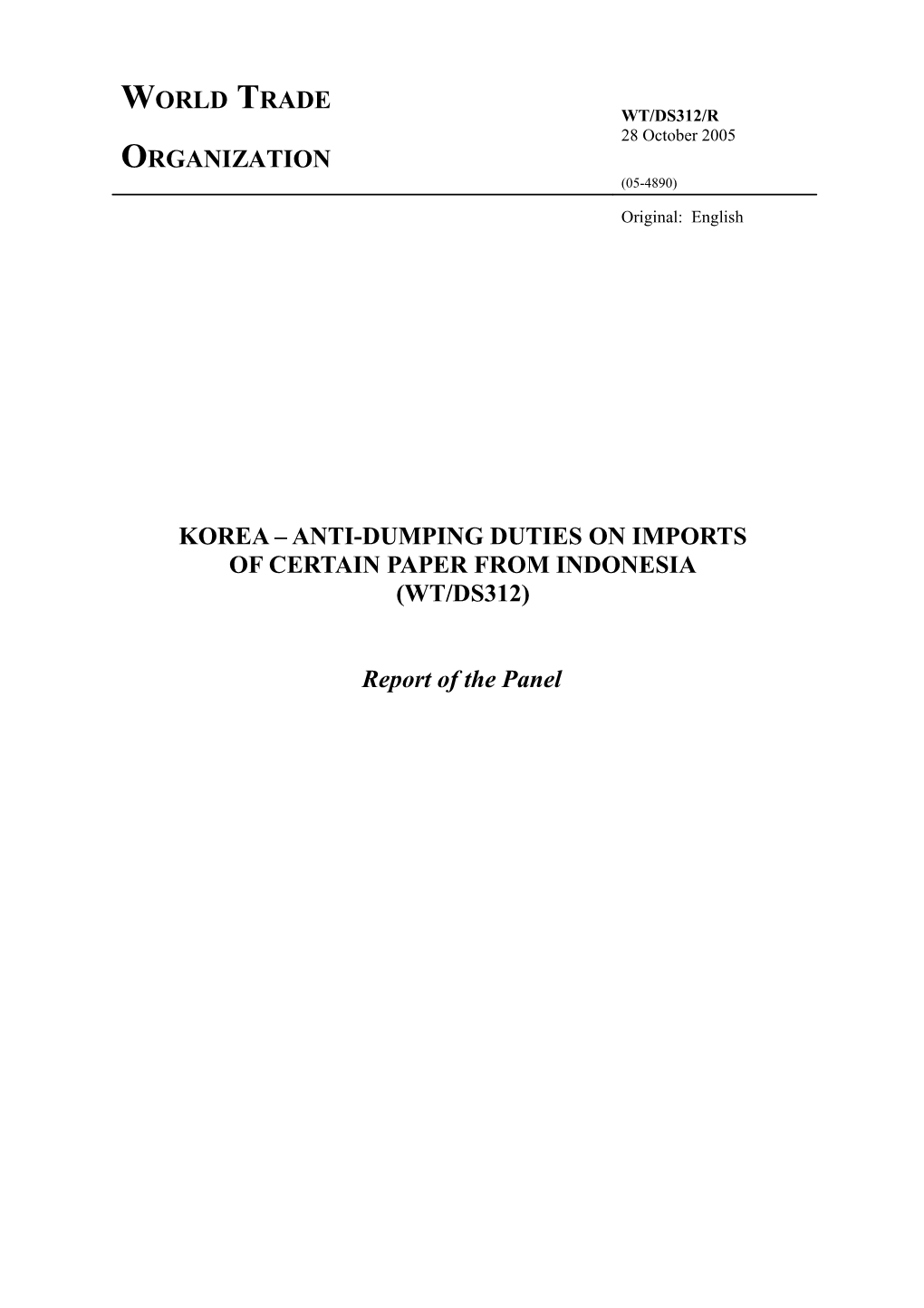 Korea Anti-Dumping Duties on Imports