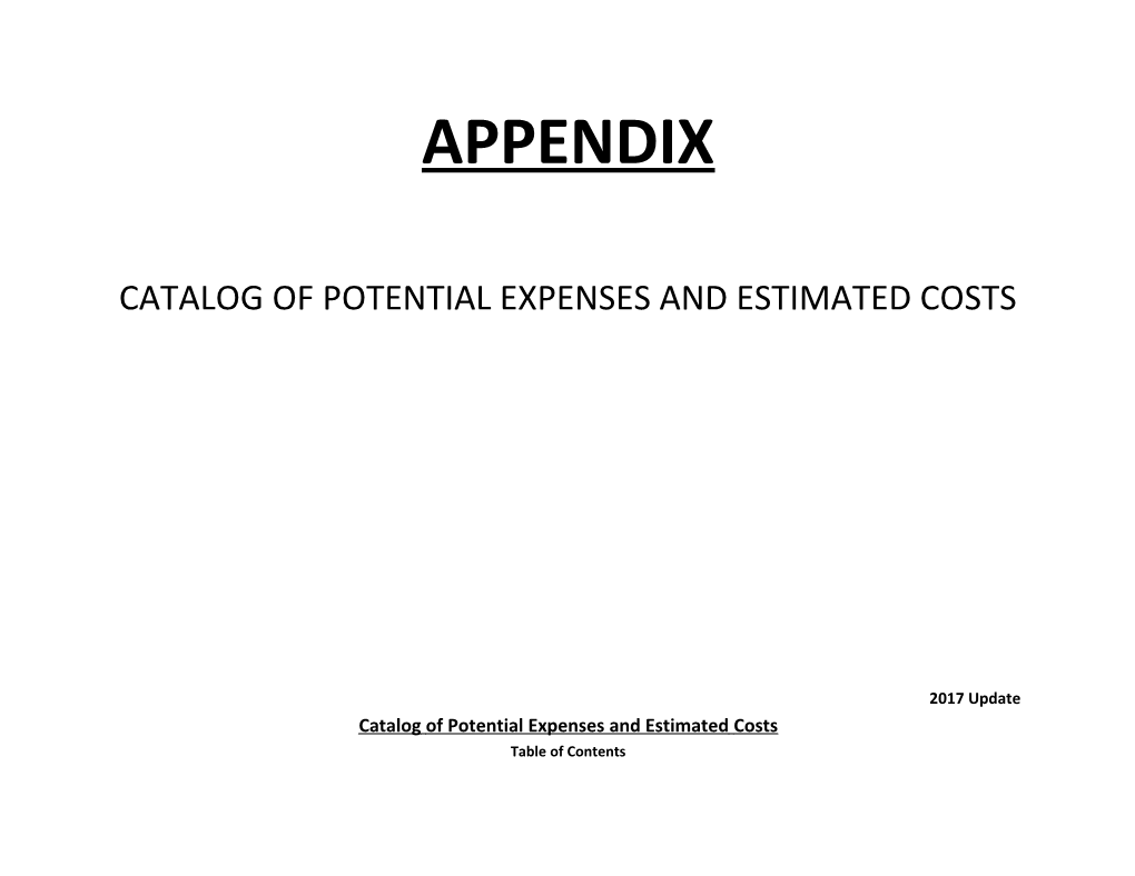 Catalogof Potential Expenses and Estimatedcosts