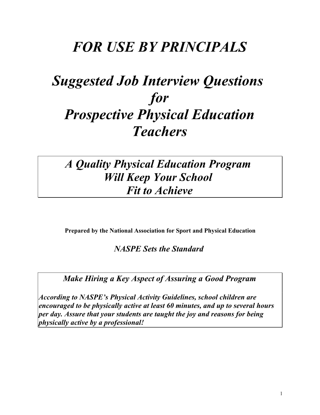 Suggested Job Interview Questions