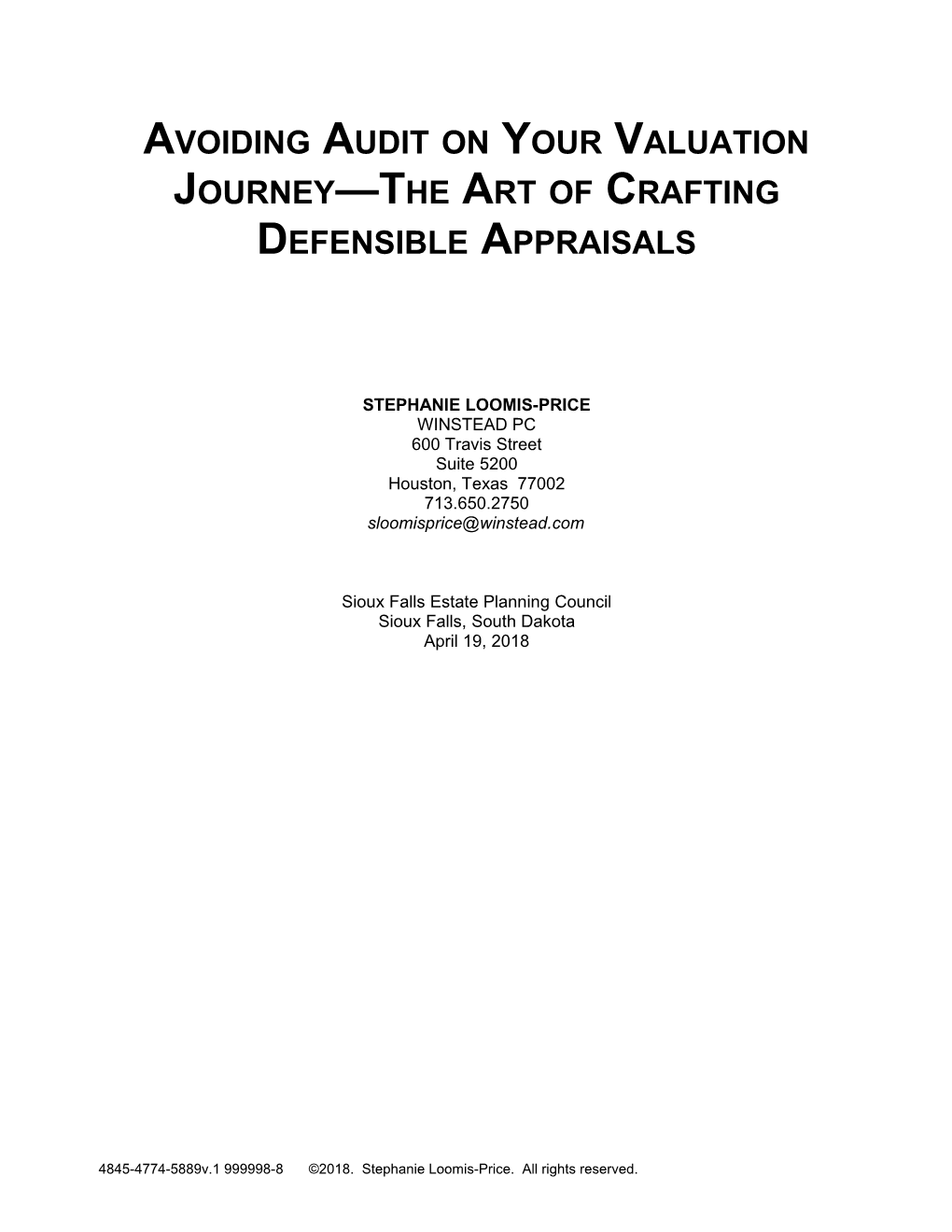 Avoiding Audit on Your Valuation Journey the Art of Crafting Defensible Appraisals