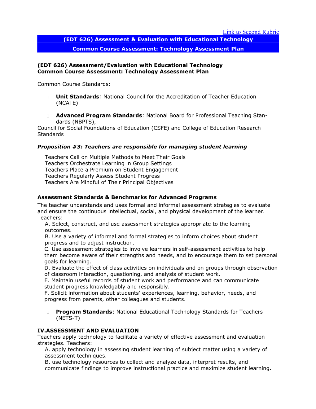 (EDT 626) Assessment & Evaluation with Educational Technology