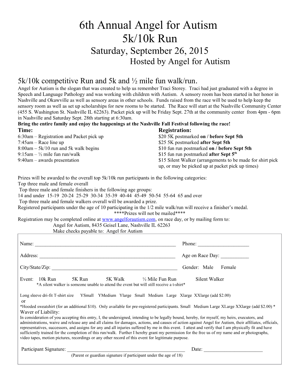 1St Annual Angel for Autism 5K Run