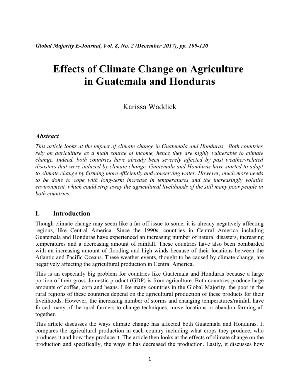 Effects of Climate Change on Agriculture