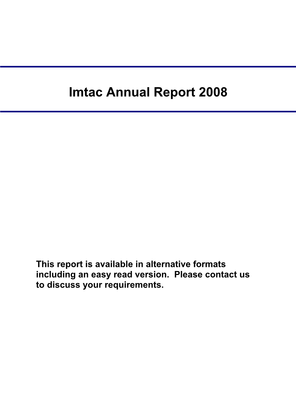 Imtac Annual Report 2008