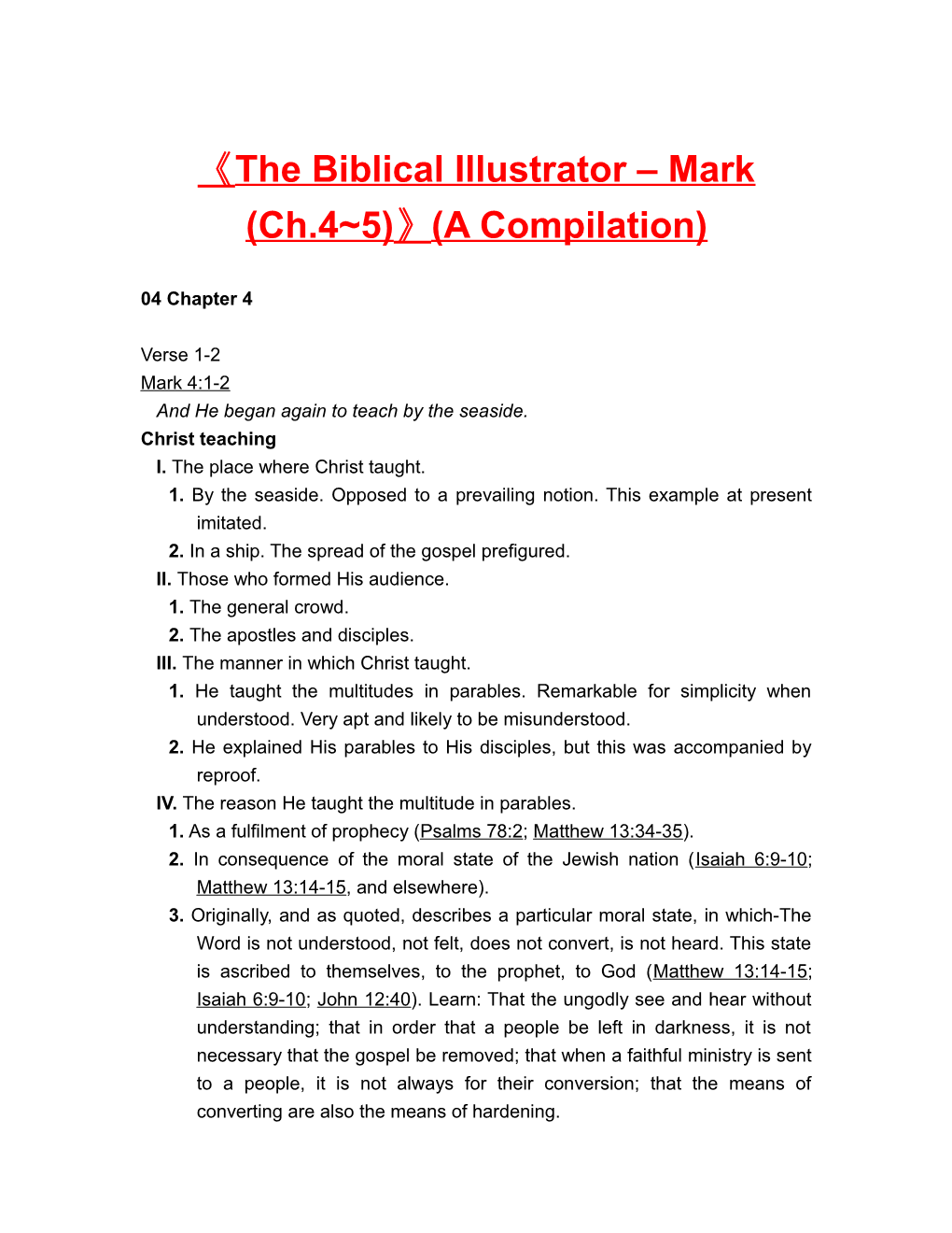 The Biblical Illustrator Mark (Ch.4 5) (A Compilation)