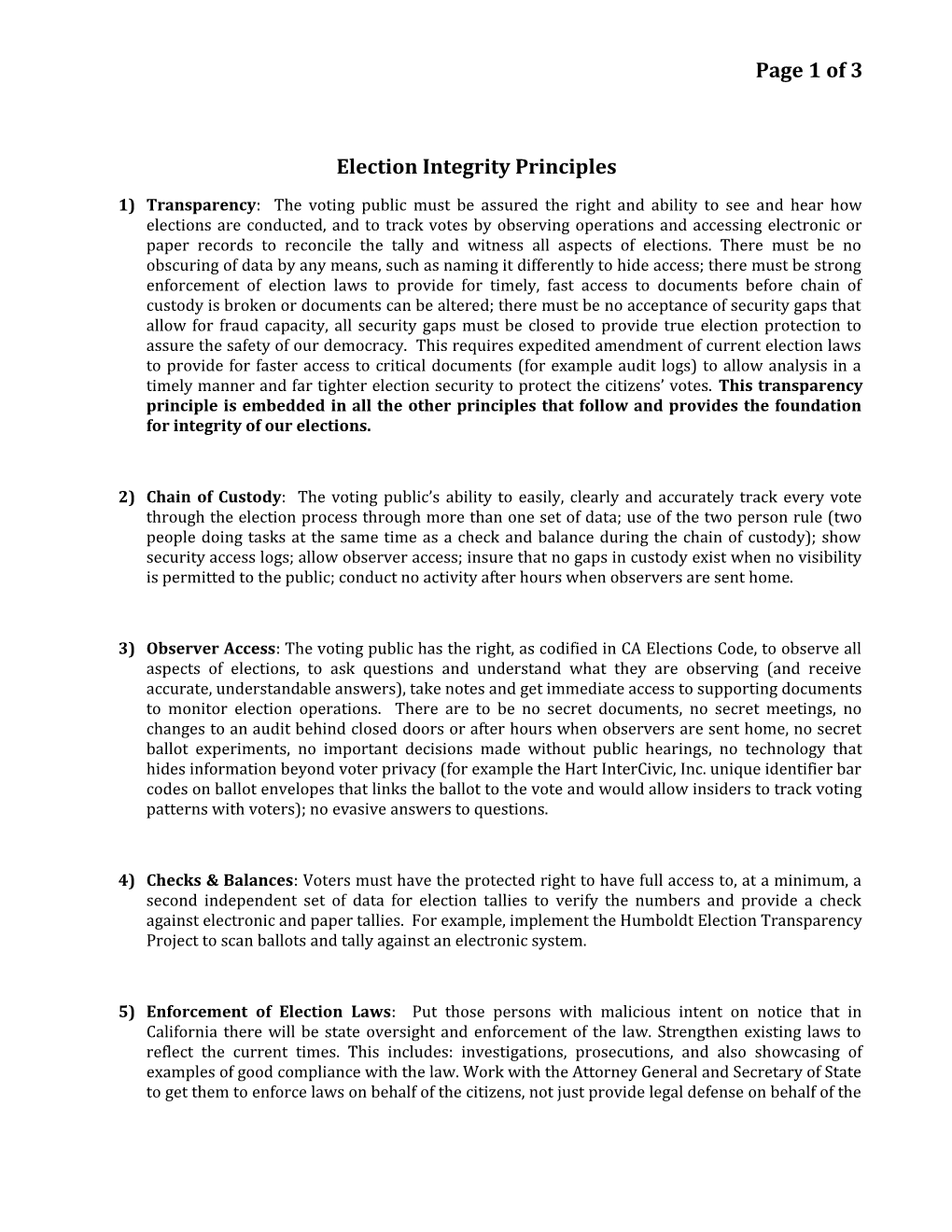 Election Integrity Principles