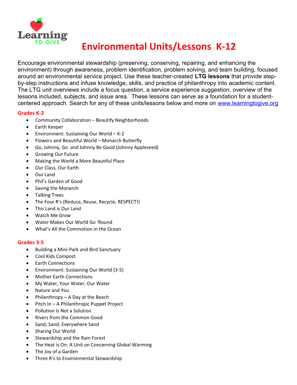 Environmentalunits/Lessons K-12